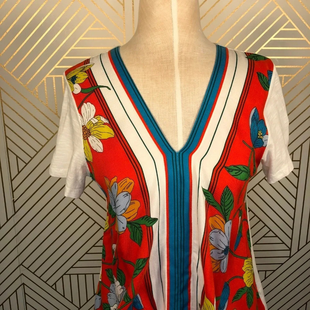 Anthropologie‎ Akemi + Kin T-shirt Top Tee Blouse Floral Tie Front White Small - Picture 2 of 8